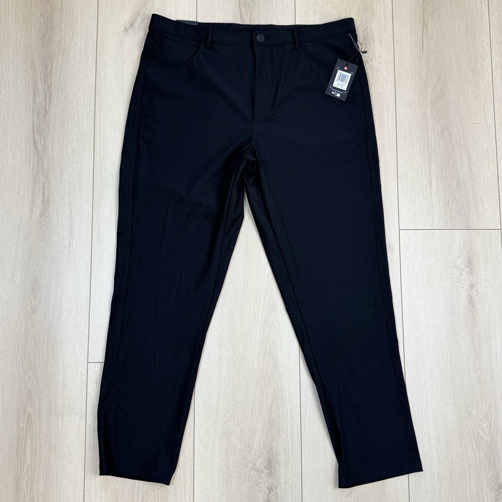 Quiksilver Men's Slim Fit Pants 36x30 Black Stretch Zip Pocket‎ Casual Golf NWT